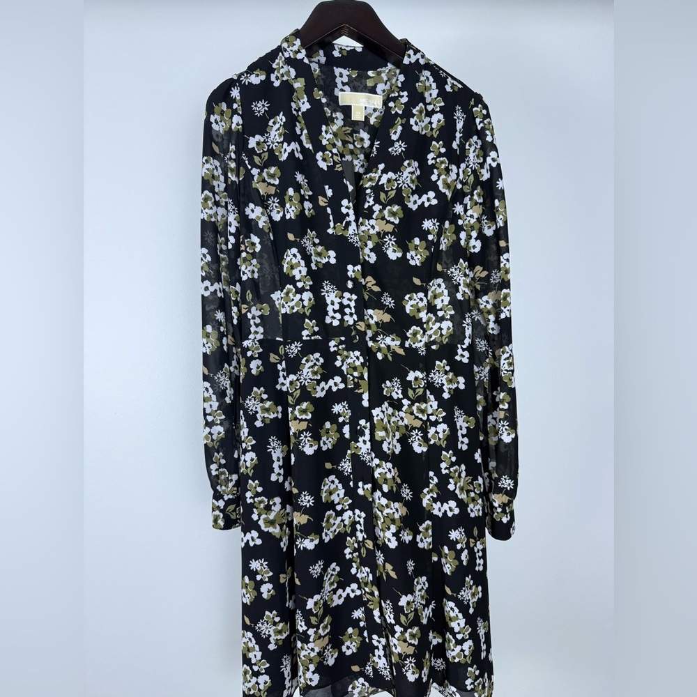MICHAEL Michael Kors Black, White & Olive Floral Blouse